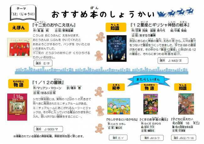 こどもとしょかんだより　児童　2025年12月号　裏面