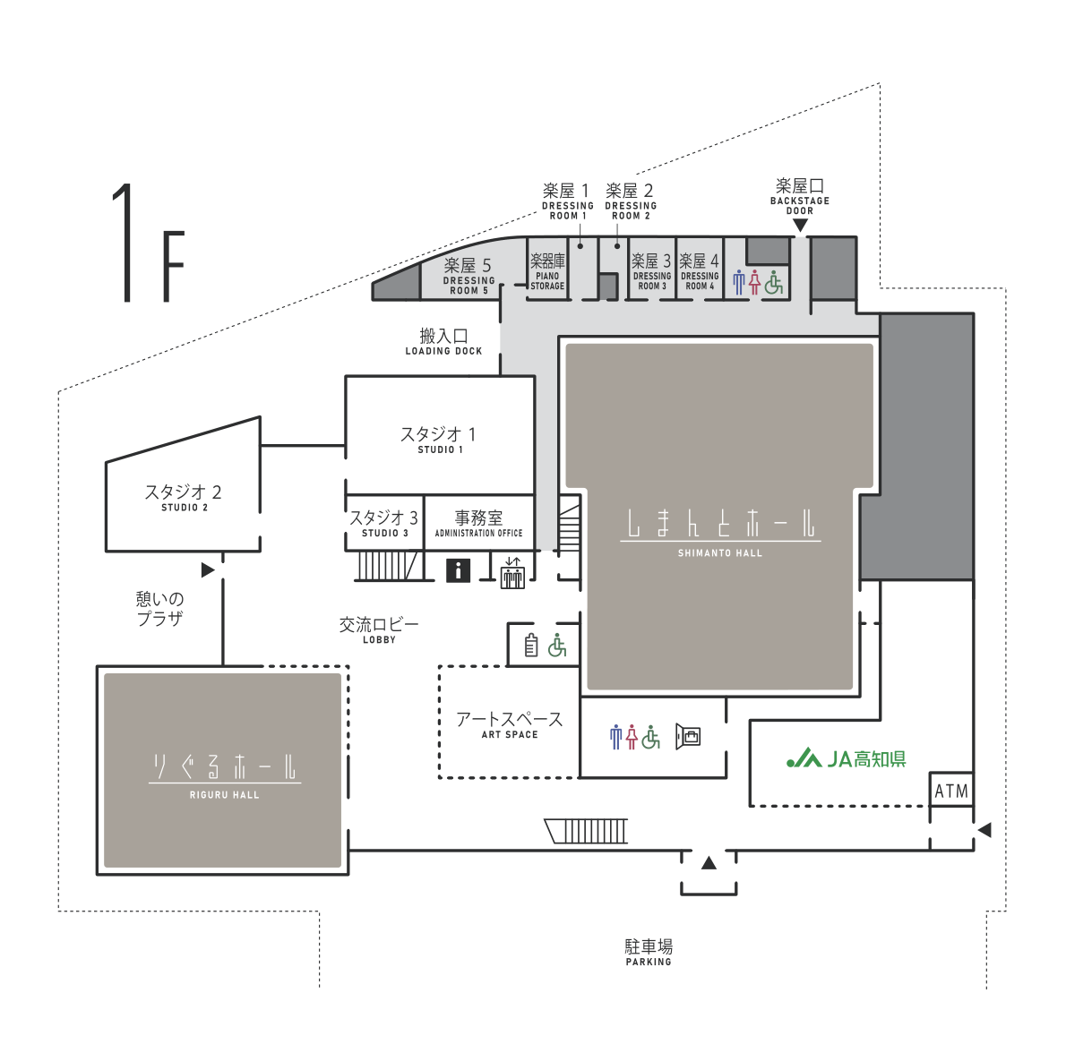 しまんとぴあのフロアマップ（1階）